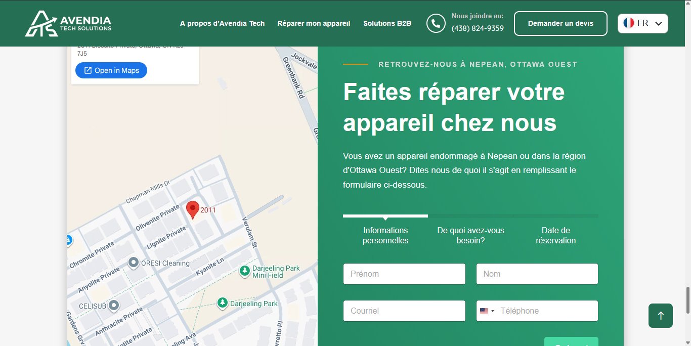 Realisation site Web Avendia Tech 2